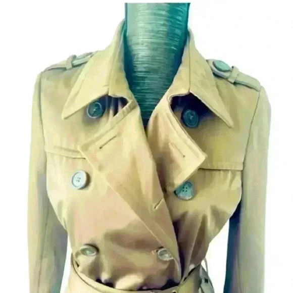 BURTON BY LONDON BEIGE DOUBLE BREAST MID LENGHT TRENCH SIZE 40 - Picture 2 of 16